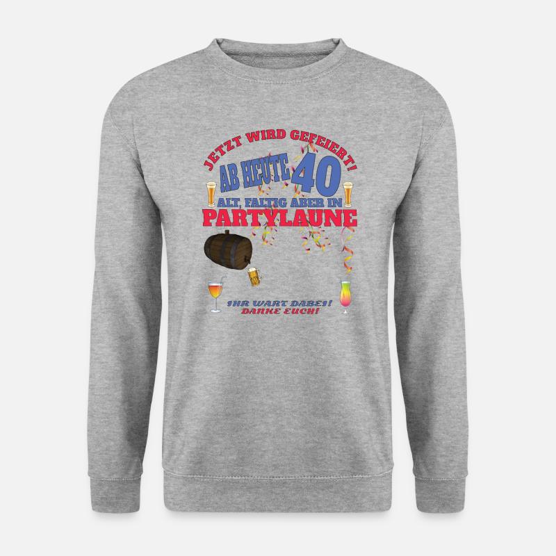 40. Geburtstag Frau & Mann Gästebuch - Unisex Pullover - Weißgrau meliert