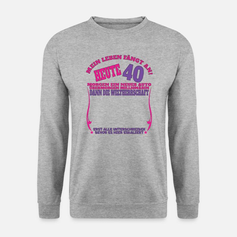 40. Geburtstag Frau & Mann Gästebuch - Unisex Pullover - Weißgrau meliert