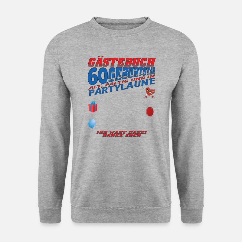 60. Geburtstag Frau & Mann Gästebuch - Unisex Pullover - Weißgrau meliert