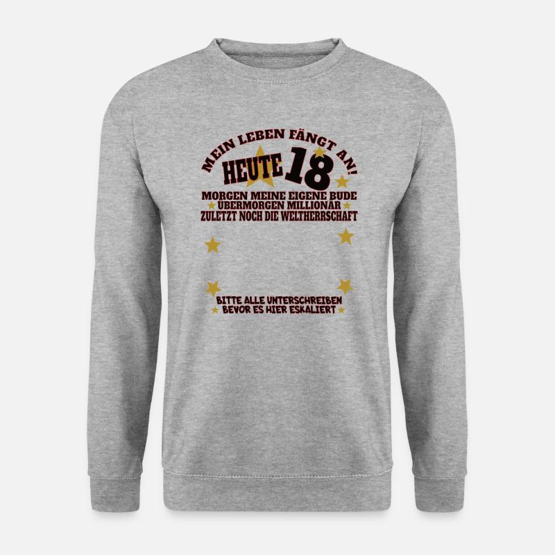 18. Geburtstag Mädchen & Junge Gästebuch - Unisex Pullover - Weißgrau meliert