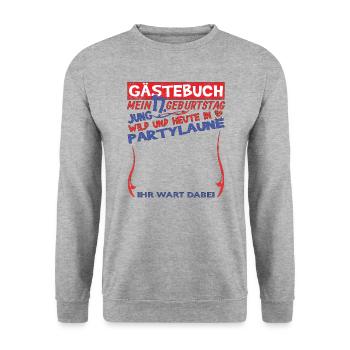 17th Birthday Girl & Boy Guestbook - Unisex Sweatshirt - salt & pepper - Front - Alina (178cm) & Michal (187cm)