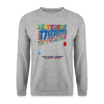 17th Birthday Girl & Boy Guestbook - Unisex Sweatshirt - salt & pepper - Front - Alina (178cm) & Michal (187cm)