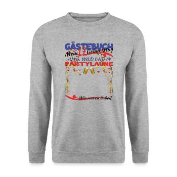 17th Birthday Girl & Boy Guestbook - Unisex Sweatshirt - salt & pepper - Front - Alina (178cm) & Michal (187cm)