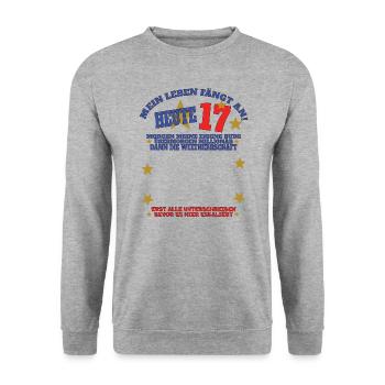 17th Birthday Girl & Boy Guestbook - Unisex Sweatshirt - salt & pepper - Front - Alina (178cm) & Michal (187cm)