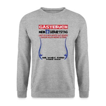 17th Birthday Girl & Boy Guestbook - Unisex Sweatshirt - salt & pepper - Front - Alina (178cm) & Michal (187cm)
