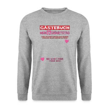 17th Birthday Girl & Boy Guestbook - Unisex Sweatshirt - salt & pepper - Front - Alina (178cm) & Michal (187cm)