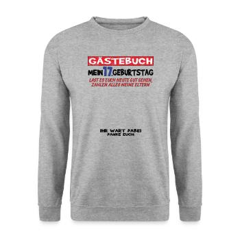 17th Birthday Girl & Boy Guestbook - Unisex Sweatshirt - salt & pepper - Front - Alina (178cm) & Michal (187cm)