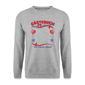 17th Birthday Girl & Boy Guestbook - Unisex Sweatshirt - salt & pepper - Front - Alina (178cm) & Michal (187cm)