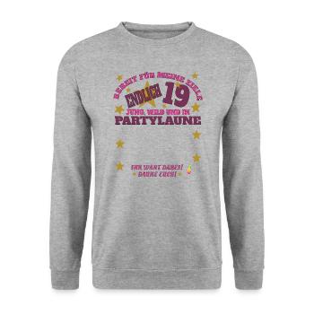 19th Birthday Girl & Boy Guestbook - Unisex Sweatshirt - salt & pepper - Front - Alina (178cm) & Michal (187cm)