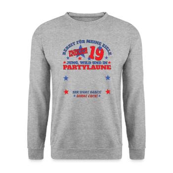 Livre d’or 19e anniversaire homme et femme - Sweat-shirt Unisexe - gris chiné - Devant - Alina (178cm) & Michal (187cm)