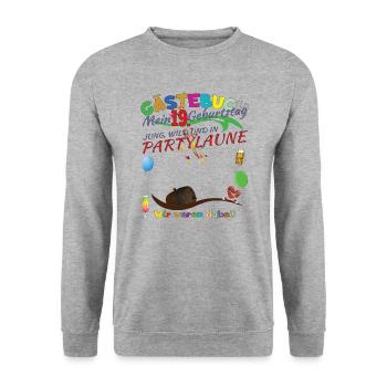 Livre d’or 19e anniversaire homme et femme - Sweat-shirt Unisexe - gris chiné - Devant - Alina (178cm) & Michal (187cm)