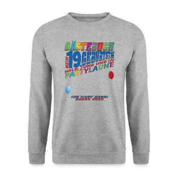 Livre d’or 19e anniversaire homme et femme - Sweat-shirt Unisexe - gris chiné - Devant - Alina (178cm) & Michal (187cm)