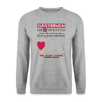 Livre d’or 19e anniversaire homme et femme - Sweat-shirt Unisexe - gris chiné - Devant - Alina (178cm) & Michal (187cm)