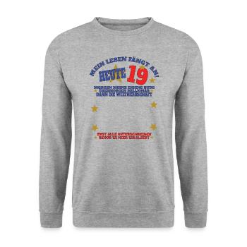 Livre d’or 19e anniversaire homme et femme - Sweat-shirt Unisexe - gris chiné - Devant - Alina (178cm) & Michal (187cm)