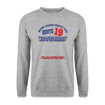 Livre d’or 19e anniversaire homme et femme - Sweat-shirt Unisexe - gris chiné - Devant - Alina (178cm) & Michal (187cm)
