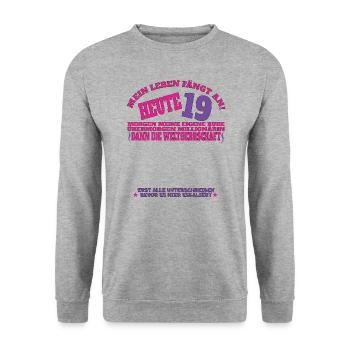 Livre d’or 19e anniversaire homme et femme - Sweat-shirt Unisexe - gris chiné - Devant - Alina (178cm) & Michal (187cm)