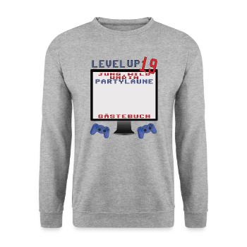 Livre d’or 19e anniversaire homme et femme - Sweat-shirt Unisexe - gris chiné - Devant - Alina (178cm) & Michal (187cm)