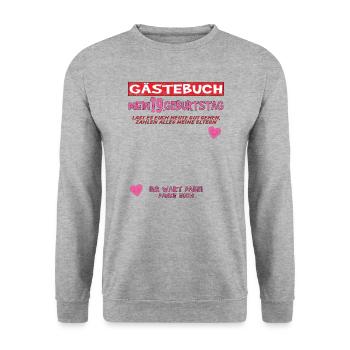 Livre d’or 19e anniversaire homme et femme - Sweat-shirt Unisexe - gris chiné - Devant - Alina (178cm) & Michal (187cm)