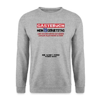 Livre d’or 19e anniversaire homme et femme - Sweat-shirt Unisexe - gris chiné - Devant - Alina (178cm) & Michal (187cm)
