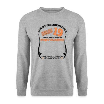 Livre d’or 19e anniversaire homme et femme - Sweat-shirt Unisexe - gris chiné - Devant - Alina (178cm) & Michal (187cm)
