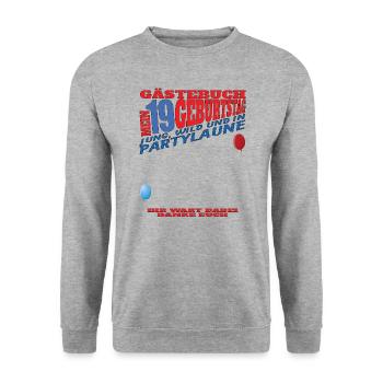 Livre d’or 19e anniversaire homme et femme - Sweat-shirt Unisexe - gris chiné - Devant - Alina (178cm) & Michal (187cm)