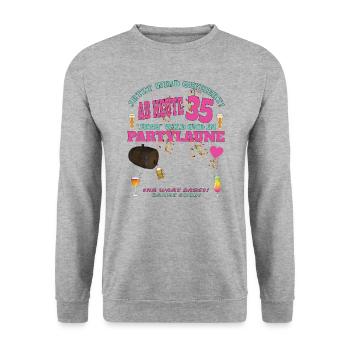 35. Geburtstag Mann und Frau Gästebuch - Unisex Pullover - Weißgrau meliert - Vorne - Alina (178cm) & Michal (187cm)