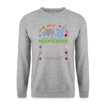 35. Geburtstag Mann und Frau Gästebuch - Unisex Pullover - Weißgrau meliert - Vorne - Alina (178cm) & Michal (187cm)