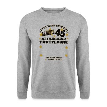 45. Geburtstag Mann und Frau Gästebuch - Unisex Pullover - Weißgrau meliert - Vorne - Alina (178cm) & Michal (187cm)