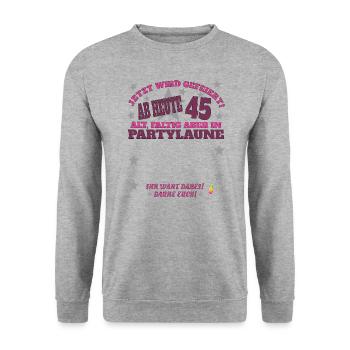 45. Geburtstag Mann und Frau Gästebuch - Unisex Pullover - Weißgrau meliert - Vorne - Alina (178cm) & Michal (187cm)