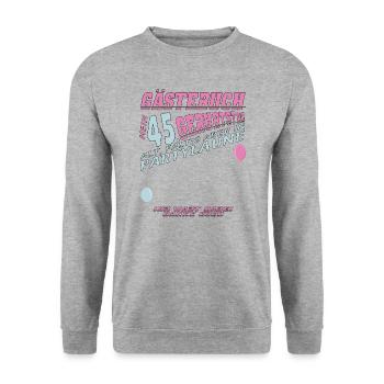 45. Geburtstag Mann und Frau Gästebuch - Unisex Pullover - Weißgrau meliert - Vorne - Alina (178cm) & Michal (187cm)