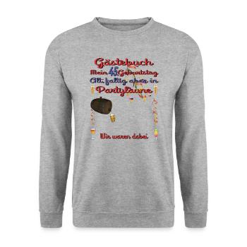 45. Geburtstag Mann und Frau Gästebuch - Unisex Pullover - Weißgrau meliert - Vorne - Alina (178cm) & Michal (187cm)