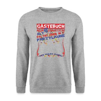 45. Geburtstag Mann und Frau Gästebuch - Unisex Pullover - Weißgrau meliert - Vorne - Alina (178cm) & Michal (187cm)