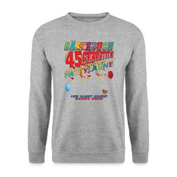 45. Geburtstag Mann und Frau Gästebuch - Unisex Pullover - Weißgrau meliert - Vorne - Alina (178cm) & Michal (187cm)