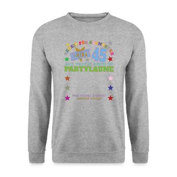 45. Geburtstag Mann und Frau Gästebuch - Unisex Pullover - Weißgrau meliert - Vorne - Alina (178cm) & Michal (187cm)