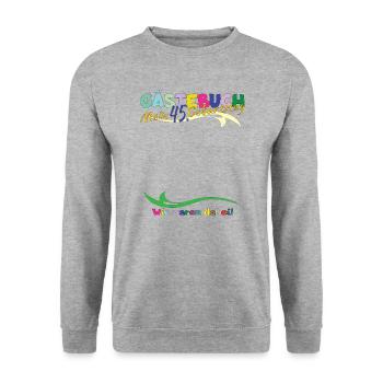 45. Geburtstag Mann und Frau Gästebuch - Unisex Pullover - Weißgrau meliert - Vorne - Alina (178cm) & Michal (187cm)