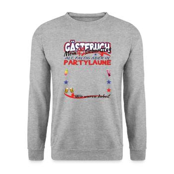 45. Geburtstag Mann und Frau Gästebuch - Unisex Pullover - Weißgrau meliert - Vorne - Alina (178cm) & Michal (187cm)
