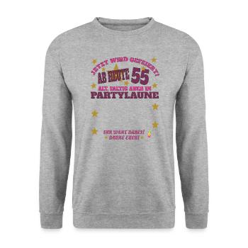 55th Birthday Man and Woman Guestbook - Unisex Sweatshirt - salt & pepper - Front - Alina (178cm) & Michal (187cm)
