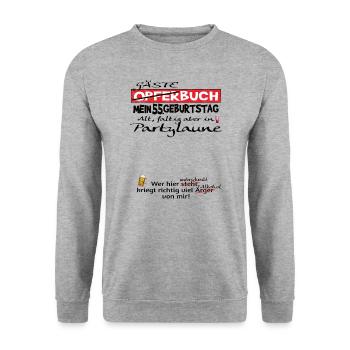 55th Birthday Man and Woman Guestbook - Unisex Sweatshirt - salt & pepper - Front - Alina (178cm) & Michal (187cm)