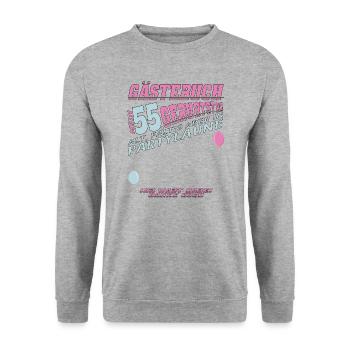 55th Birthday Man and Woman Guestbook - Unisex Sweatshirt - salt & pepper - Front - Alina (178cm) & Michal (187cm)