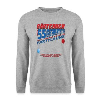 55th Birthday Man and Woman Guestbook - Unisex Sweatshirt - salt & pepper - Front - Alina (178cm) & Michal (187cm)