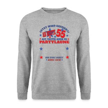 55th Birthday Man and Woman Guestbook - Unisex Sweatshirt - salt & pepper - Front - Alina (178cm) & Michal (187cm)