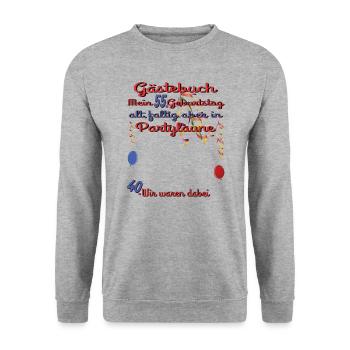 55th Birthday Man and Woman Guestbook - Unisex Sweatshirt - salt & pepper - Front - Alina (178cm) & Michal (187cm)
