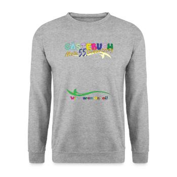 55th Birthday Man and Woman Guestbook - Unisex Sweatshirt - salt & pepper - Front - Alina (178cm) & Michal (187cm)