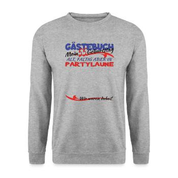 55th Birthday Man and Woman Guestbook - Unisex Sweatshirt - salt & pepper - Front - Alina (178cm) & Michal (187cm)