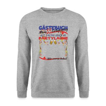 55th Birthday Man and Woman Guestbook - Unisex Sweatshirt - salt & pepper - Front - Alina (178cm) & Michal (187cm)