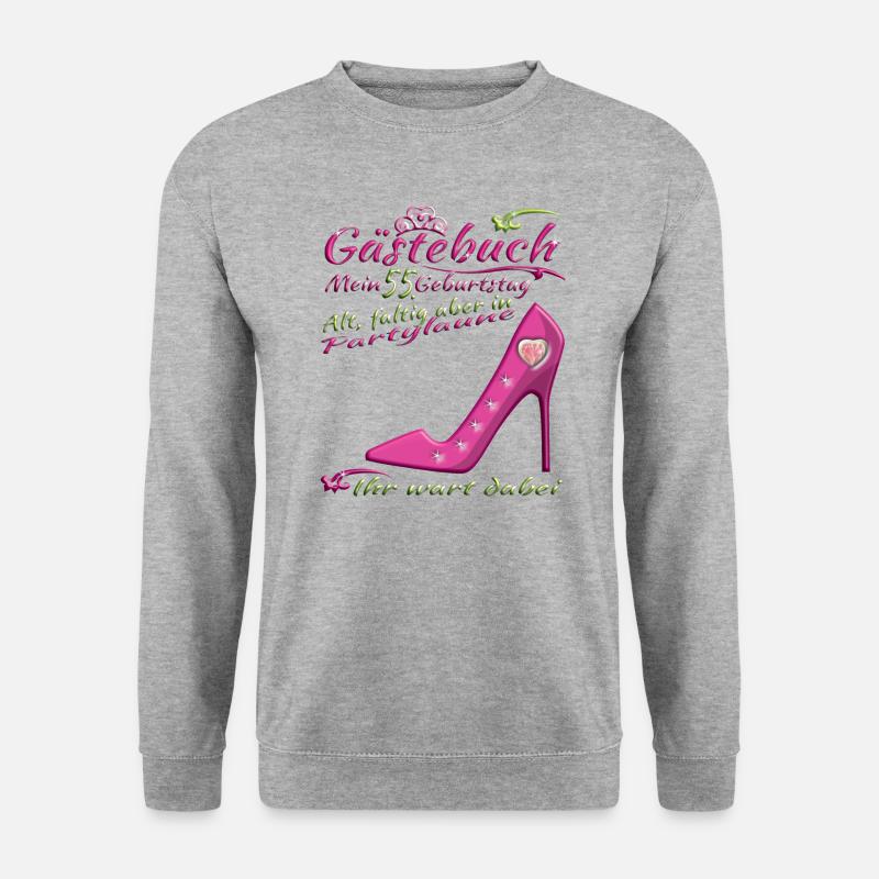 55. Geburtstag Mann und Frau Gästebuch - Unisex Pullover - Weißgrau meliert