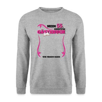 55th Birthday Man and Woman Guestbook - Unisex Sweatshirt - salt & pepper - Front - Alina (178cm) & Michal (187cm)