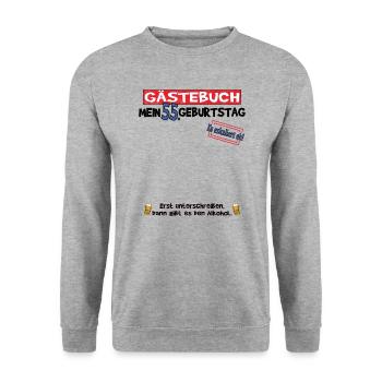 55th Birthday Man and Woman Guestbook - Unisex Sweatshirt - salt & pepper - Front - Alina (178cm) & Michal (187cm)