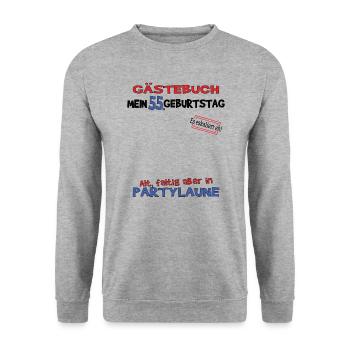 55th Birthday Man and Woman Guestbook - Unisex Sweatshirt - salt & pepper - Front - Alina (178cm) & Michal (187cm)