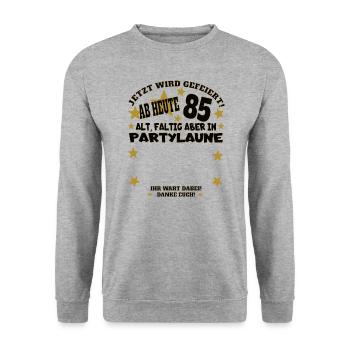 85th Birthday Man and Woman Guestbook - Unisex Sweatshirt - salt & pepper - Front - Alina (178cm) & Michal (187cm)